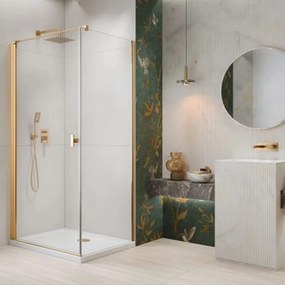 Cabina de dus dreptunghiulara cu usa batanta Radaway Nes KDJ I 100x75 cm finisaj auriu lucios-transparent stanga