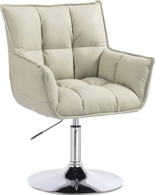 HR560N Scaun Ecru Piele Ecologica Premium Soft cu Bază Cromata