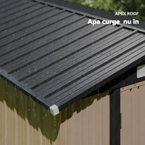 Outsunny Magazie Metalică 305 x 245 cm, Căsuță de Grădină Rezistentă cu 4 Guri de Aerisire și Uși Duble cu Încuietoare, Maro | Aosom Romania