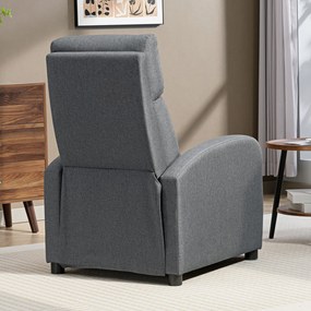 HOMCOM Fotoliu Relax și Reclinabil la 135° cu Suport de Picioare în Material Textil, 69x87x100.5 cm, Gri | Aosom Romania