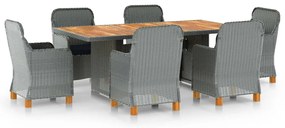 vidaXL Set mobilier de exterior cu perne,7 piese,gri deschis,poliratan