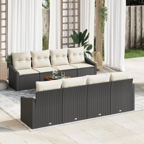 vidaXL Set canapea grădină 7 pcs Negru, alb 55 x 55 x 37 cm Poliratan