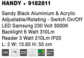 Aplica LED moderna cu reader LED directionabil Handy NVL-9182811