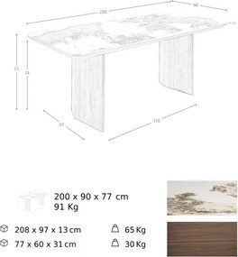 Masa deosebita design LUX Porcelain Marble 200x90cm