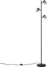 Lampă de podea modernă neagră cu sticlă fumurie cu 3 lumini - Gianni