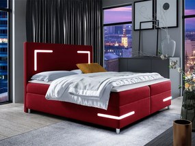 Pat matrimonial 180 cm Frinesa LED (Roșu) (cu somieră și saltea) (cu sp. depozitare) (cu iluminat LED). 1104330