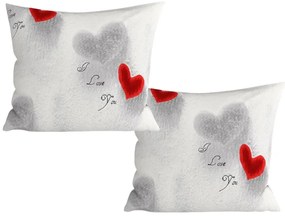 Set de 2 bucati huse decorative pentru perna din microfibra HEARTIZIA 45x45 cm, gri deschis