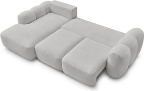 Colțar gri deschis extensibil/cu spațiu de depozitare cu tapițerie din țesătură bouclé (cu colț pe partea stângă/cu șezlong) Montaigne – Bobochic Paris