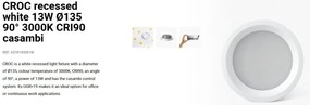 Spot LED incastrabil CROC IP44 recessed white 13W 13,5cm 90 grade 3000K CRI90 casambi