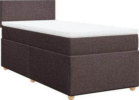 vidaXL Pat box spring cu saltea, maro închis, 90x190 cm, textil