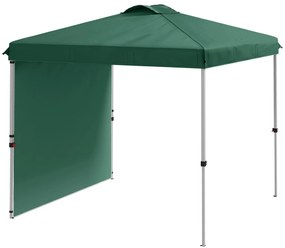 Outsunny Cort Pliabil de Grădină de 2,5x2,5 m cu Înălțime Reglabilă Anti-UV cu 1 Perete Lateral și Săculeți cu Nisip Verde | Aosom Romania