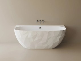 Cada freestanding compozit, 160 x 80 cm, lipita de perete, model 3D, alb lucios mat Foglia Linea