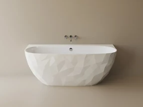 Cada freestanding compozit, 160 x 80 cm, lipita de perete, model 3D, alb lucios mat Foglia Linea