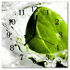 Ceas de perete din sticla pătrat Lime Green Fruit