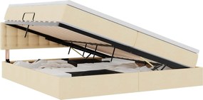 vidaXL Pat cu saltea și spațiu de depozitare Creme 200 x 200 cm