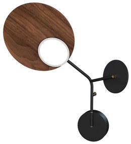 Lampă de perete Ballon 3 left, mai multe variante - TUNTO Model: cadre și parte fixă negre, panou de lemn nuc