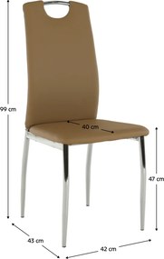 Scaun dining, piele ecologică bej/crom, ERVINA