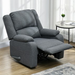 HOMCOM Fotoliu de relaxare, funcție de culcare și suport de picioare, reglabil, până la 150 kg, cadru din oțel, 90 x 96 x 98 cm, Gri | Aosom Romania