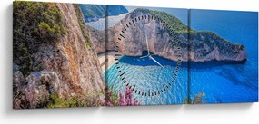 Tablou - Plaja Navagio, Grecia (cu ceas) (90x30 cm)