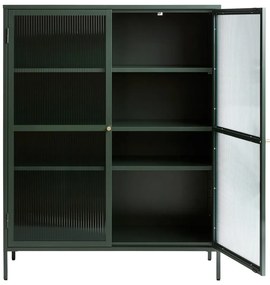Vitrină din metal Unique Furniture Bronco, înălțime 140 cm, verde
