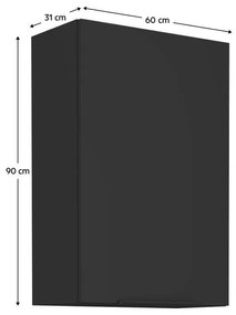 Dulap de bucătărie superior Sobera 60 G 90 1F (negru). 1096999