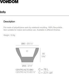 Ghiveci plante design decorativ modern exterior / interior HIGH CENTRE 80x50cm