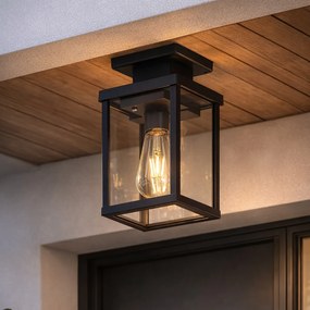 Plafonieră modernă de exterior neagră cu senzor de mișcare IP44 - Rotterdam