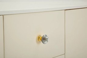 Bufet cu 2 usi si 4 sertare Sharon, Mauro Ferretti, 120x40x85 cm, lemn de pin/MDF/metal, alb/auriu