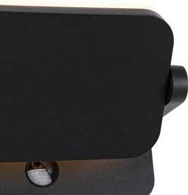 Aplică de perete exterioară neagră cu LED reglabil cu senzor de mișcare - Kamile