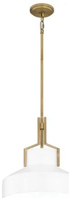 Quoizel QZ-BRECKEN-2P-AB-OPAL - Lustru pe tijă BRECKEN, 2xE27/60W/230V, auriu/alb
