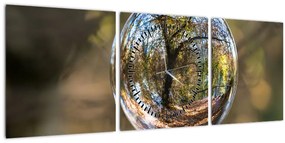 Tablou - Reflecție intr-o sferă transparentă (cu ceas) (90x30 cm)