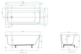 Cada freestanding Kreiner Maggie 160x75 cm finisaj alb stanga lipita de perete BTW