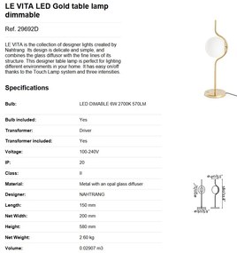 Lampa de masa LED dimabila design modern LE VITA LED Gold 29692D