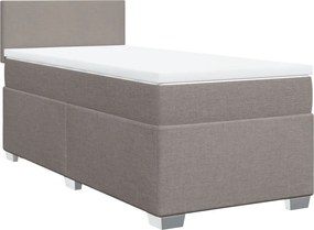 vidaXL Pat box spring cu saltea, gri taupe, 90x190 cm, textil