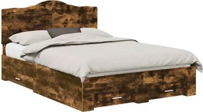 vidaXL Cadru de pat Stejar fumuriu 140 x 200 cm Lemn compozit