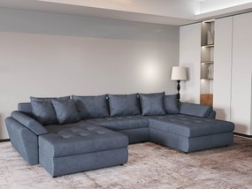 Colțar extensibil dumonde cu ladă de depozitare si sezut confortabil din spuma high-density, Loana U Enjoy Antracit 355x185 cm