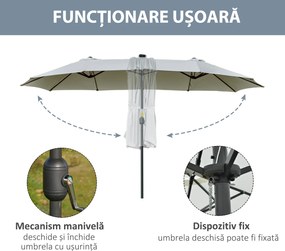 Outsunny Ombrellone da Giardino 4.5m con 48 LED a Energia Solare e Manovella | Aosom Romania