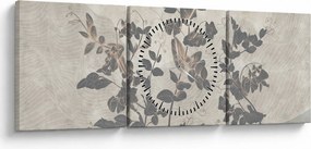 Tablou - Frunze texturate (cu ceas) (90x30 cm)