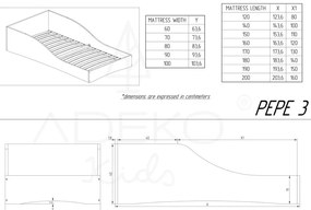 Pat din lemn de pin pentru copii Adeko Pepe Colm, 80 x 200 cm