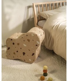 Puf de copii maro deschis cu tapițerie din țesătură bouclé/cu tapițerie din chenille Terrazzo Cloud – Wigiwama