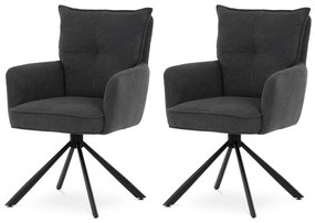Set de scaune de sufragerie cu mecanism deîntoarcere HC-X1128 GREY2, manșestru, 2 buc.
