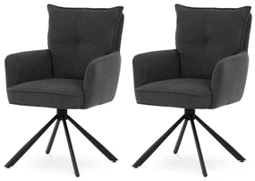 Set de scaune de sufragerie cu mecanism deîntoarcere HC-X1128 GREY2, manșestru, 2 buc.