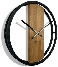 Ceas modern cu diametrul de 50 cm într-o combinație de lemn și metal