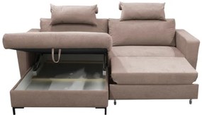 Colțar extensibil HORTA tip L, cu spațiu de depozitare, stânga, roz