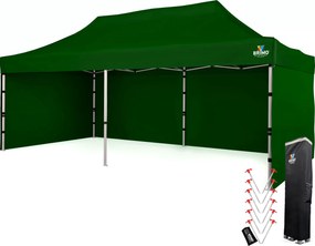 Cort de nuntă 3x6 m din aluminiu – Elegant și de montare rapidă - cu 3 pereți - Verde