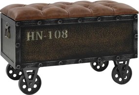 vidaXL Bancă depozitare, lemn masiv și piele artificială 80,5x41x50 cm