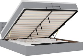 vidaXL Cadru de pat otoman cu saltea țesătură gri deschis 200x200 cm