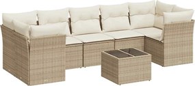 vidaXL Set canapele de grădină, 8 piese, cu perne, bej, poliratan
