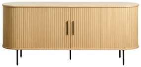 Comodă joasă cu aspect de lemn de stejar cu ușă glisantă 76x180 cm Nola – Unique Furniture