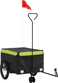 vidaXL Remorcă pentru biciclete, negru și verde, 45 kg, fier